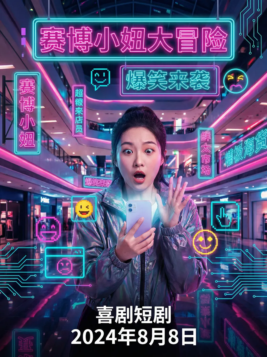正午的盘子 搞笑喜剧短剧 - 赛博小妞大冒险海报